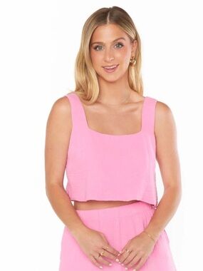New! Show Me Your MuMu Bubblegum Pink Square-Neck Crop Top